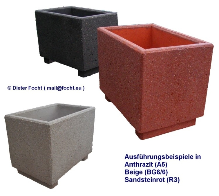 Pflanzgefäße mit Füßen Sandsteineffekt in rot / beige / anthrazit