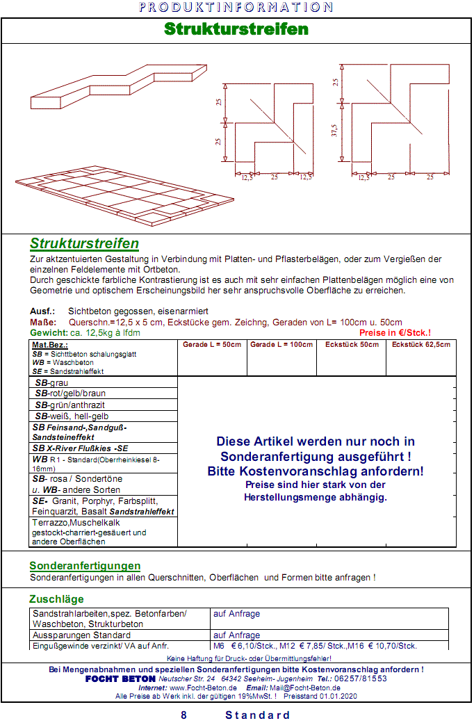 Struktur streifen aus Sichtbeton,Waschbeton,Sandstrahleffektbeton...mit Preisen