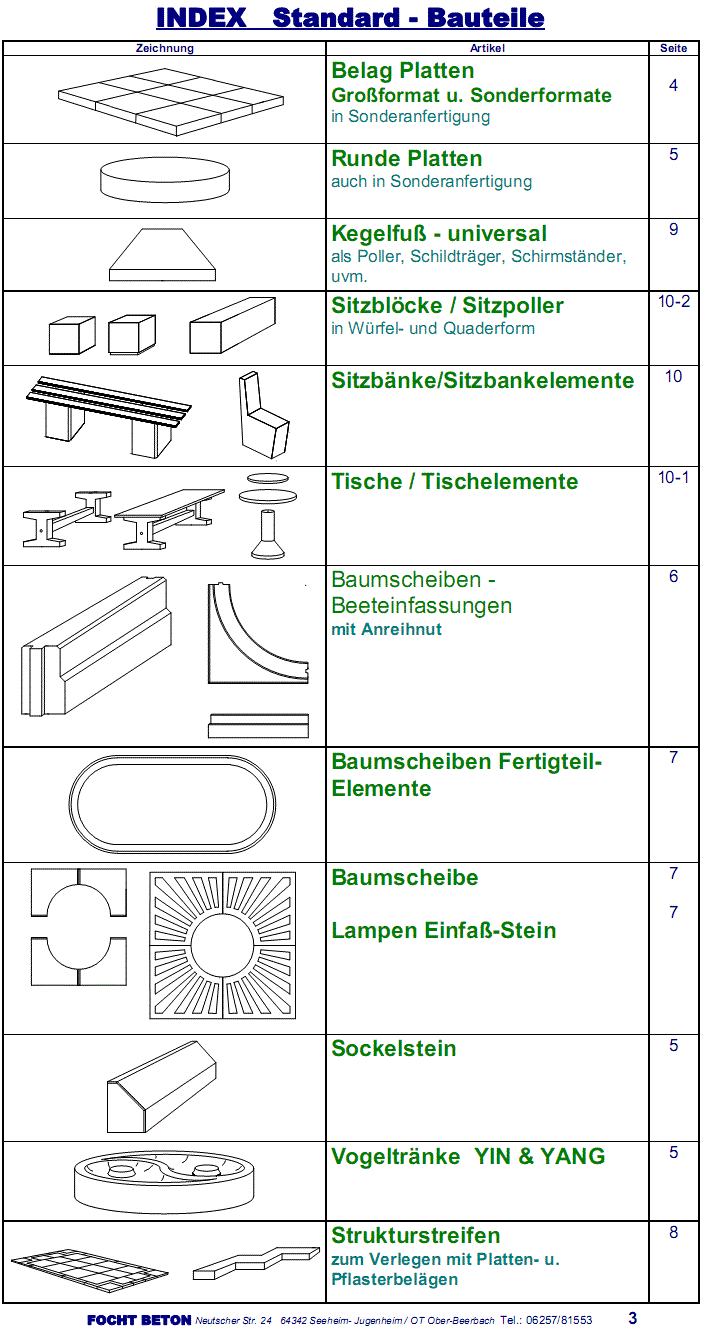 INDEXSEITE Standard Betonfertigteile