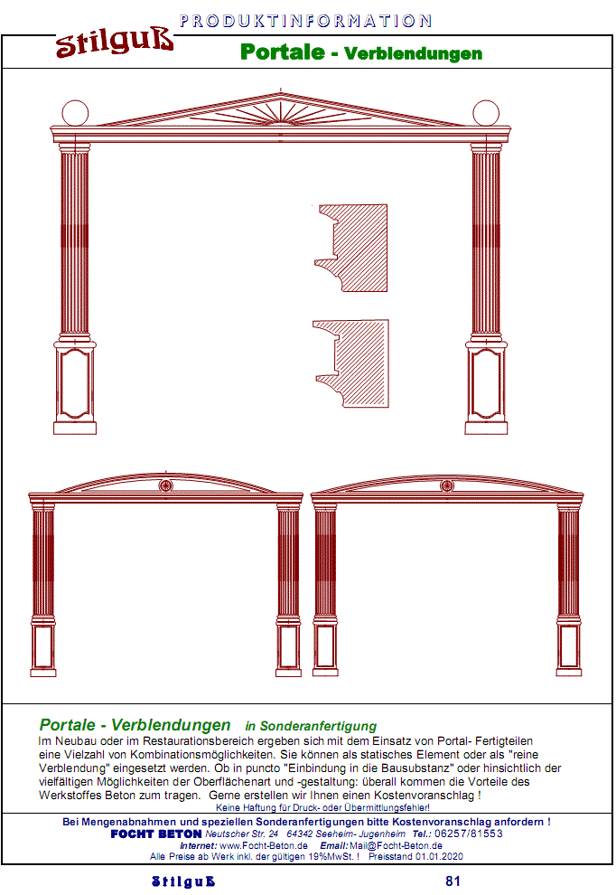 Portale / Verblendungen Beton  Sanierung Neubau