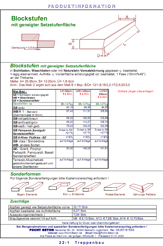 Blockstufen Hinterschneidung Beton Preise