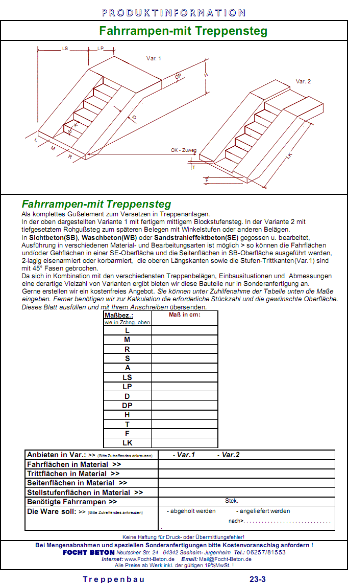 Fahrrampen  Komplettguss Fertigteile in Sonderanfertigung